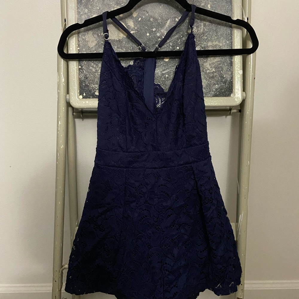 Navy Blue, Windsor Romper, Size Small